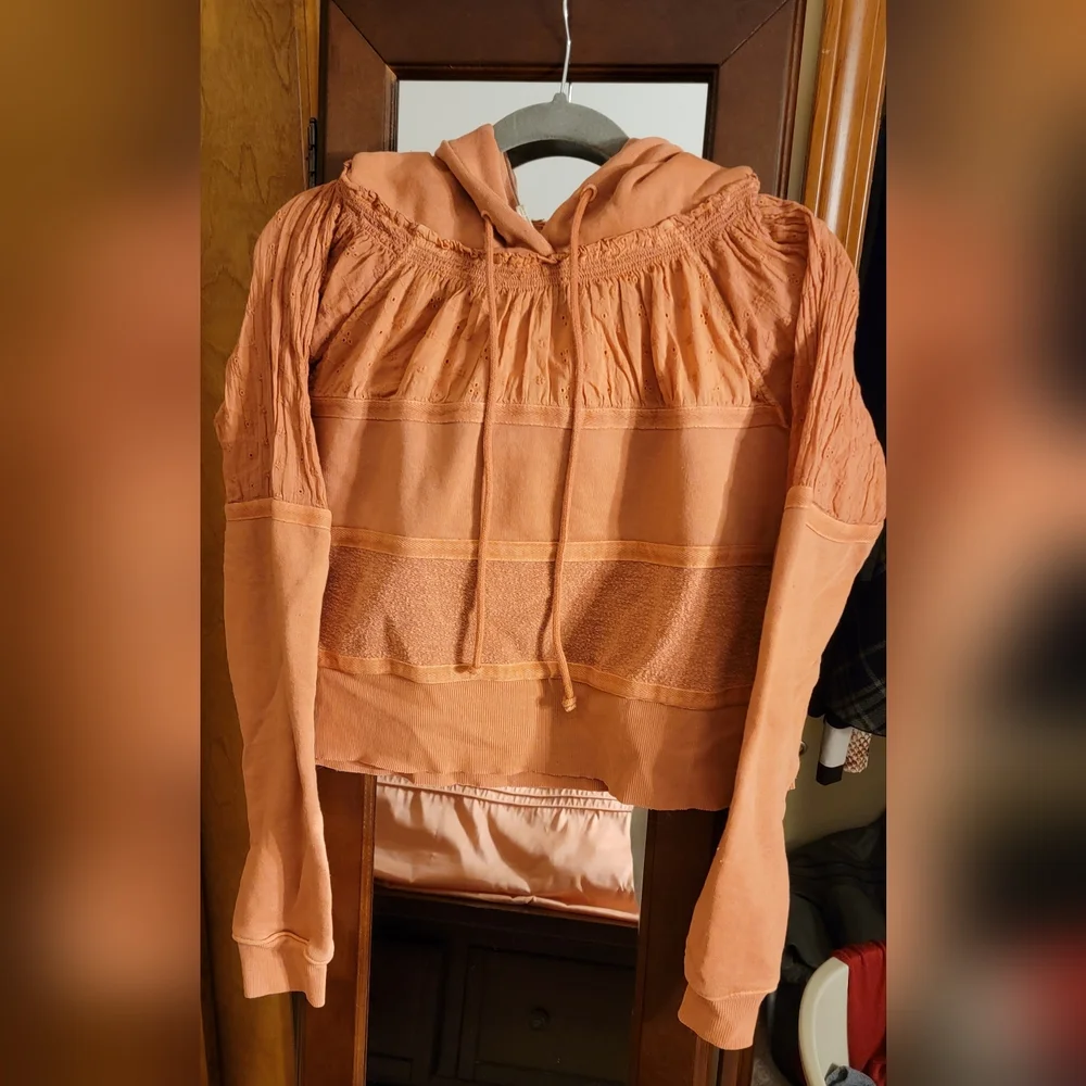 Free people piper pieced crop hoodie size M